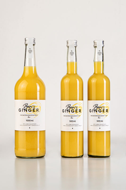 Ben's Ginger Bio Ingwerkonzentrat - Vorratspack 2x 500ml + 1x 1 Liter
