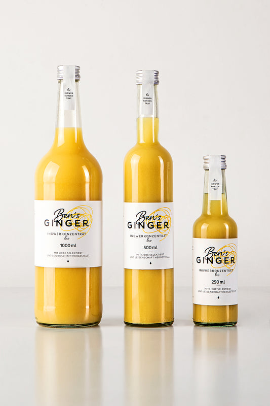 Ben's Ginger Bio Ingwerkonzentrat "The Collection" - 1x 0,25L, 1x 0,5L & 1x 1,0L